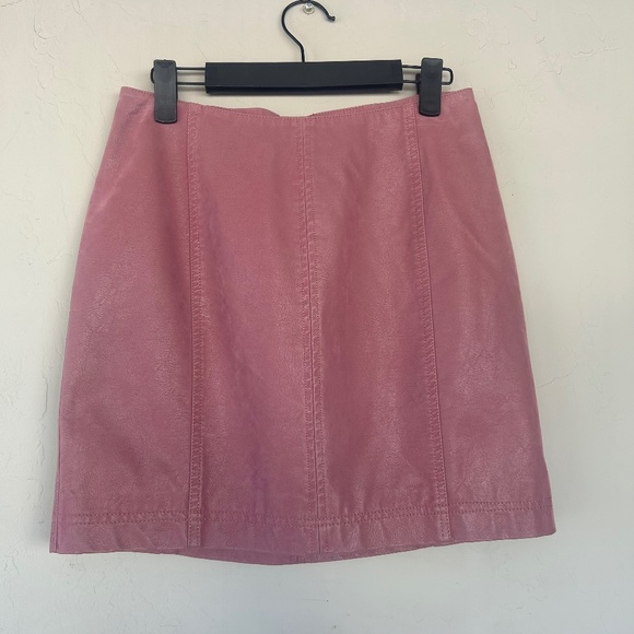 Free People NWT Pressed Flowers Short Skirt Rose Pink Vegan Suede Size 4 - Picture 2 of 11